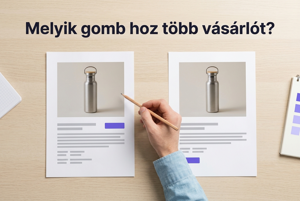 Két termékoldal-változat összehasonlítása papíron egy A/B teszt előkészítésekor