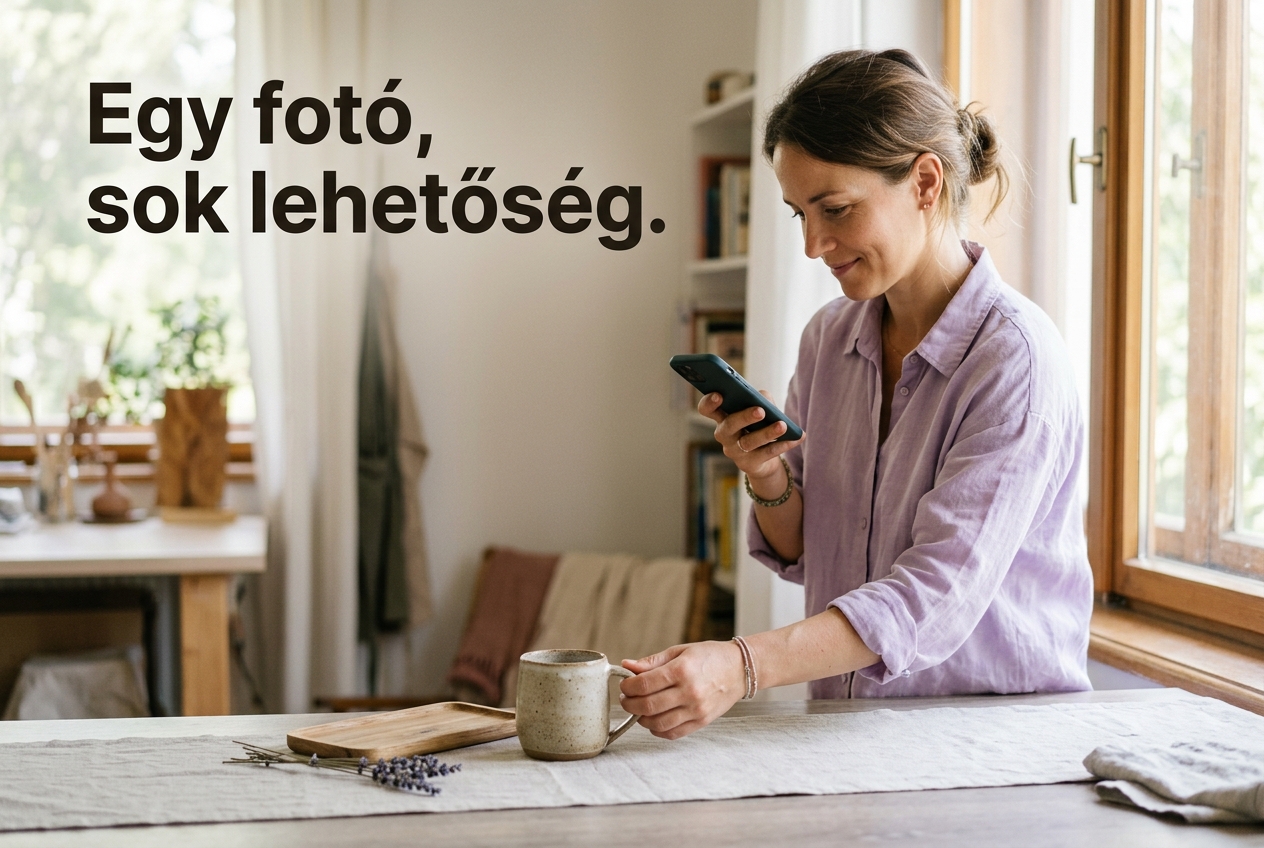 Kerámiabögrét fényképeznek természetes fénynél egy asztalon