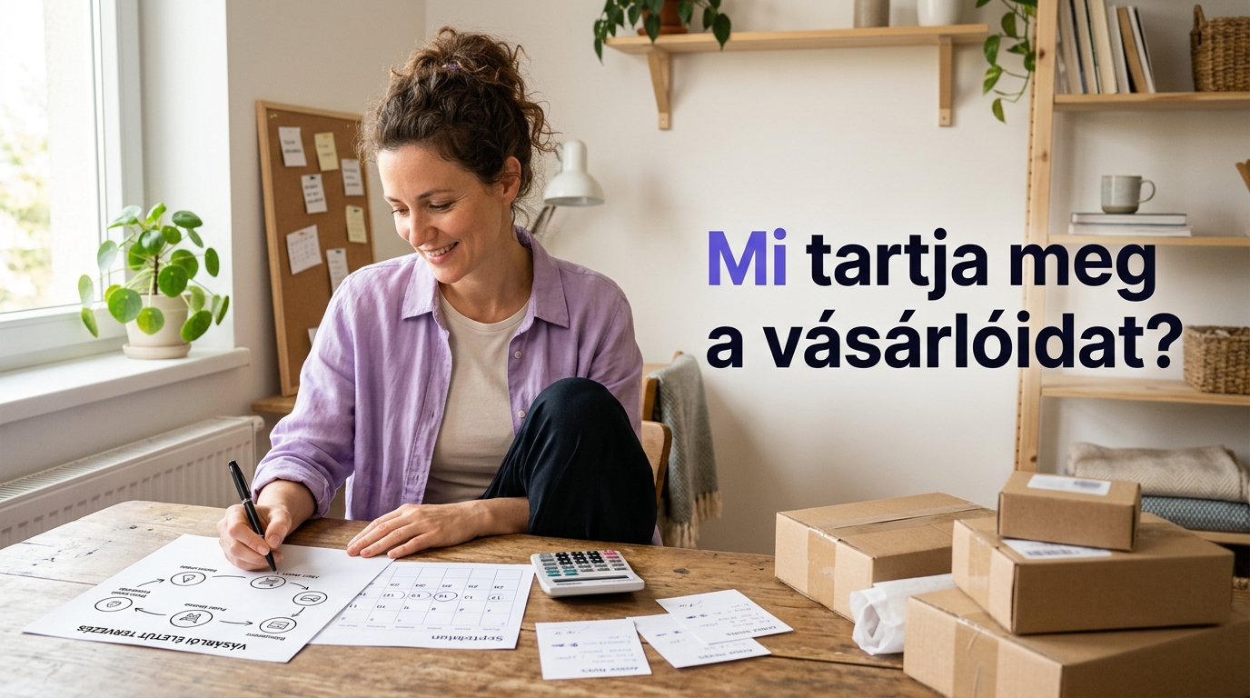 Webshop vásárlómegtartási tervének készítése papíron, naptárral és számológéppel