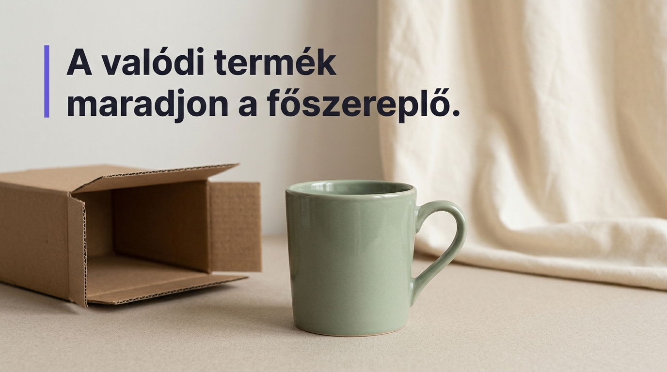 Zöld kerámiabögre semleges háttér előtt, nyitott csomagolódoboz mellett